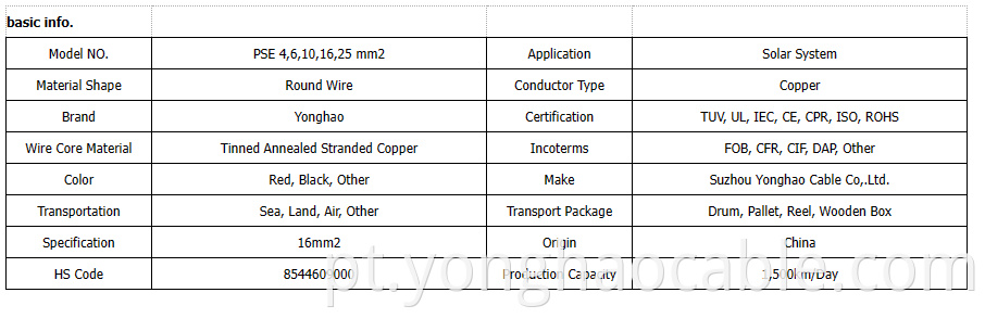 Photovoltaic 6mm2 PV Solar Cable